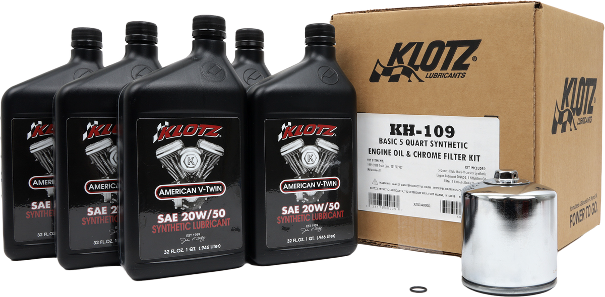 Basic 5 Quart Synthetic Engine Oil and Chrome Filter Kit