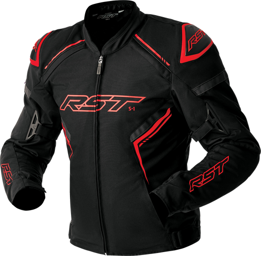 S1 D3O TEXTILE JACKET BLACK/GREY/RED XL