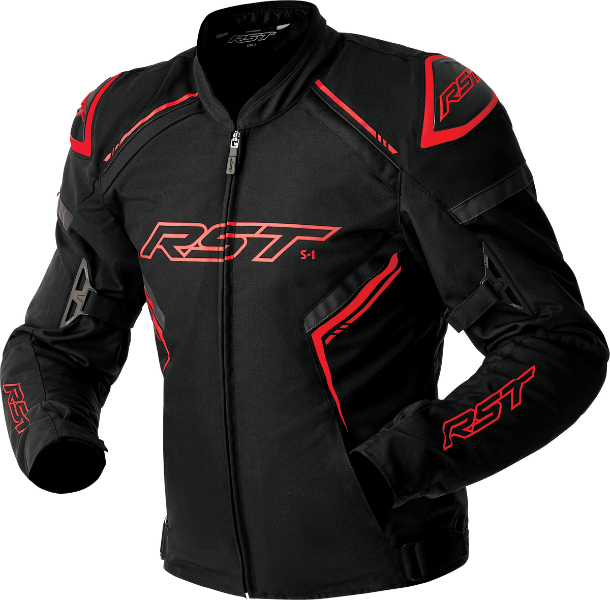 S1 D3O TEXTILE JACKET BLACK/GREY/RED MD